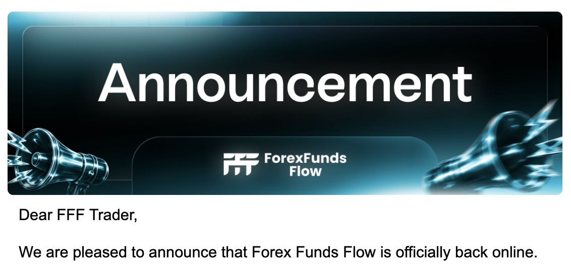 Forex Funds Flow Returns Online After Two Weeks of Maintenance